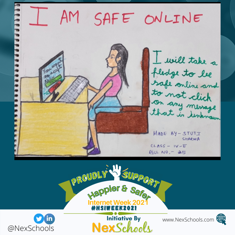 Pledge for #HSIWeek2021, Cyber Safety Awareness Week Pledge by children, students, primary school, School Partner in NexSchools