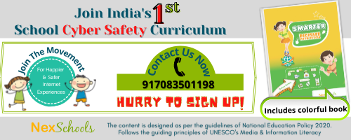 School Online Safety Books, School Curriculum for Primary and Middle School, Cyber Safety Membership for Schools, Benefits of NexSchools DigiSafe School Membership Program, Why Cyber Security shuld be taught in Schools, Why Middle School students need cyber safety books, Smarter DigiSafe With NexCia Cyber Safety Curriculum for Ages 7 to 11 years Primary Schoolers schools, NexSchools Award Winning Cyber Safety Curriculum for Schools, Books for Cyber Safety Education, Digital Parents must have books for cyber safety Discover how NexSchools DigiSafe membership program can create cyber safe culture in your school.  Complementary Offers/ Discounts Included with the Cyber Safety Curriculum integration