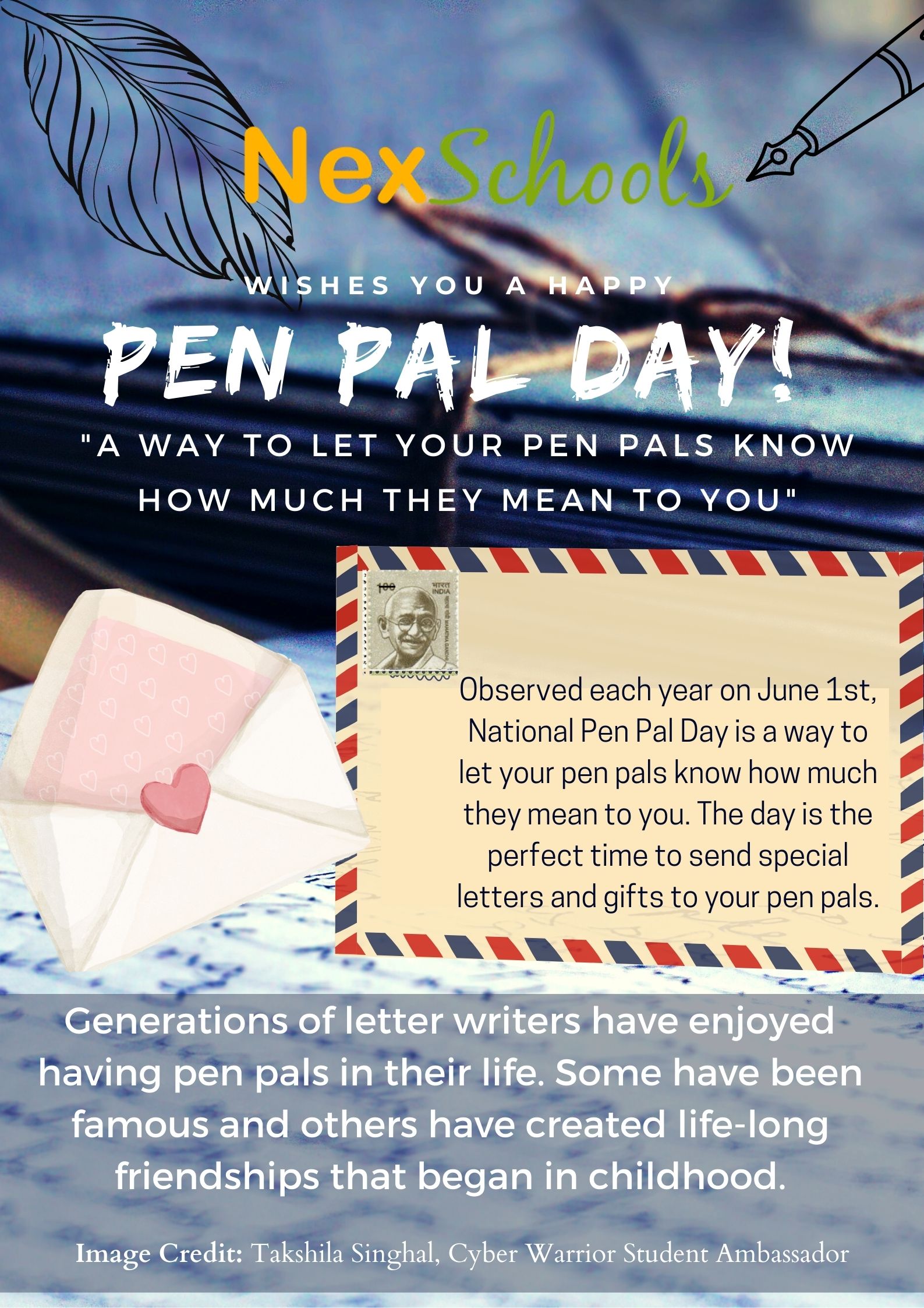 Pen Pal Day Celebration on NexSchools, Why Pen Pal Day is Celebrated, Pen Pal Day 1 June, Snail Mail Day, Postal letter, Pen Pal Day celebration Ideas & tips 