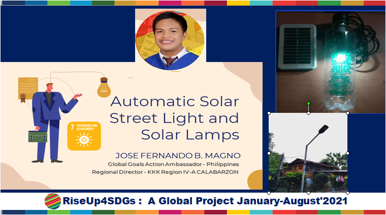 School Innovation in SDG7 for clean and solar energy from waste Phillipines school students, School SDG7  ideas for solar energy, 
