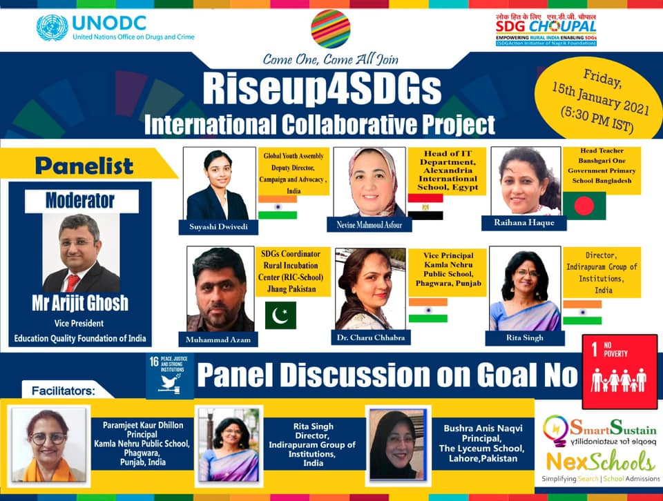 Panel Discussion of RiseUp4SDGs International Project on Sustainable Development Goal Number 1 NO POVERTY Supported by UNODC NexSchools.com