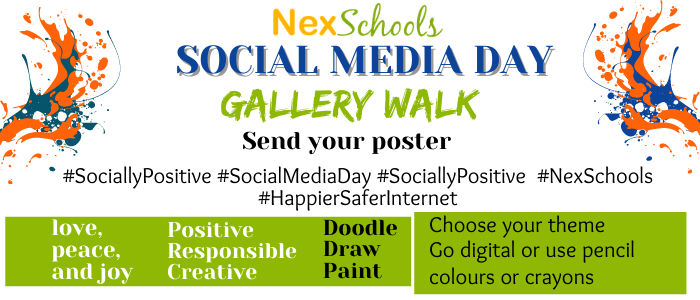 Social Media Day Poster Gallery by Students from middle to high school, Schools participate in Social Media Day Gallery., Schools Teachers create awareness about social media day in your classrooms