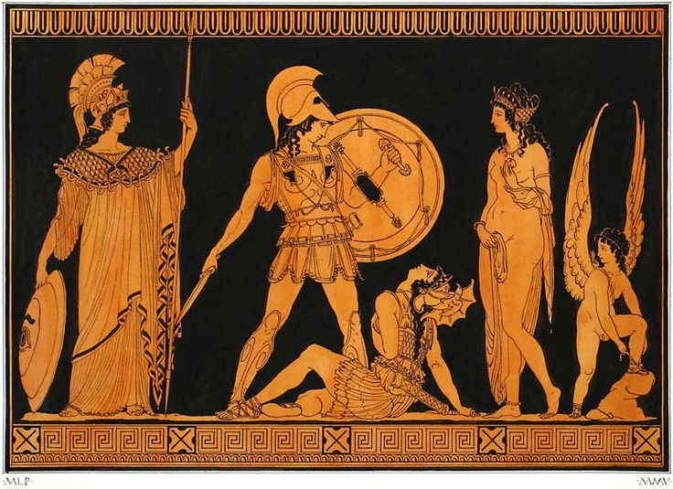 Ancient Greek painting, Achilles and Penthesileia on the Plain of Troy